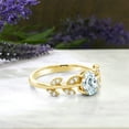 thumbnail image 7 of Gem Stone King 18K Yellow Gold Plated Silver Sky Blue Aquamarine Greek Olive Vine Branch Engagement Ring for Women (0.96 Cttw, Oval 7X5MM, Gemstone Birthstone, Available in Size 5, 6, 7, 8, 9), 7 of 7