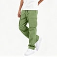 thumbnail image 4 of RQYYD Boys Cargo Pants Baggy Pull on Uniform Pants Casual Drawstring Elastic Waisted Open Bottom Straight Leg Trousers with Pockets, 4 of 8