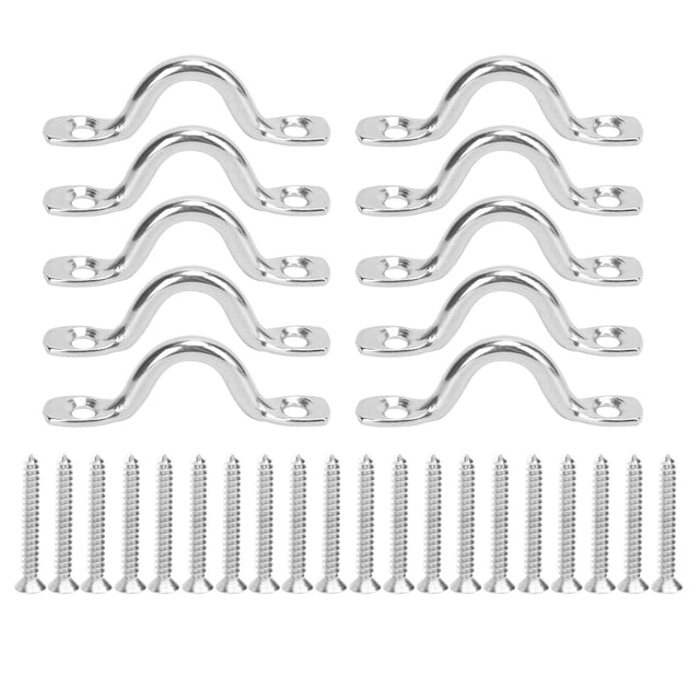 Paquete de 10 hebillas de tracción para aparejos de barcos, 5 mm/0,2 pulgadas, accesorios marinos duraderos, manijas de canoa y kayak de acero inoxidable