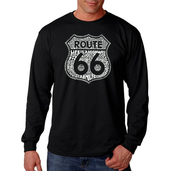 LA Pop Art Men's Word Art Long Sleeve T-shirt - Route 66 - Life is a Highway