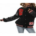 thumbnail image 5 of Women Baseball Jackets Leather Long Sleeve Letter Jackets, 5 of 5