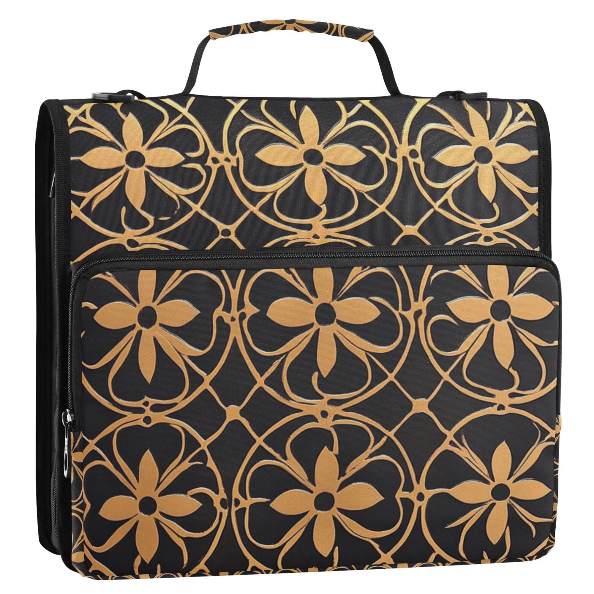 FORMRS Zipper Binder with Shoulder Strap 2-inch Ring 500 Sheet Capacity File Bag, Classic Floral