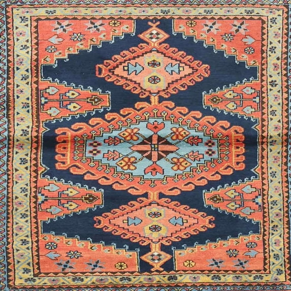 Ahgly Company Machine Washable Indoor Square Traditional Sepia Brown Area Rugs, 3' Square