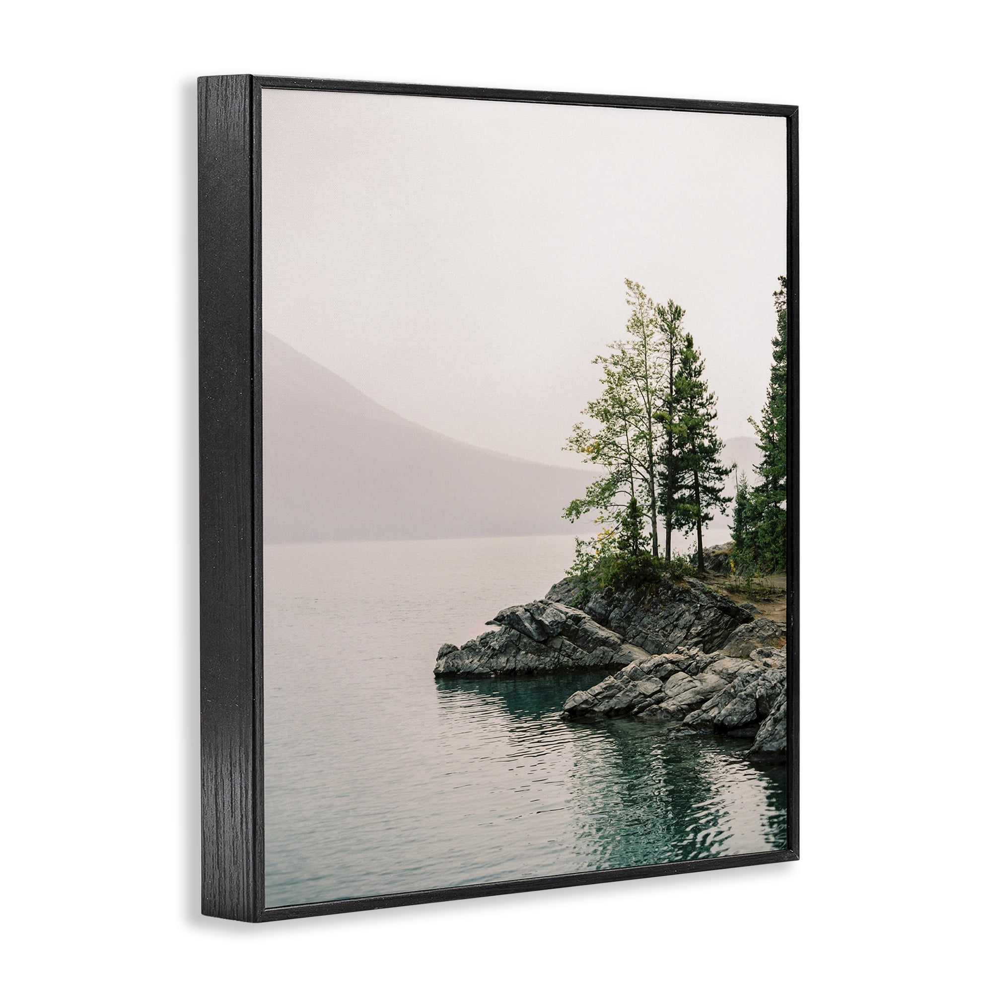 Stupell Industries Rocky Inlet Cove Landscape Photography Black Framed Art Print Wall Art, 24 x 30