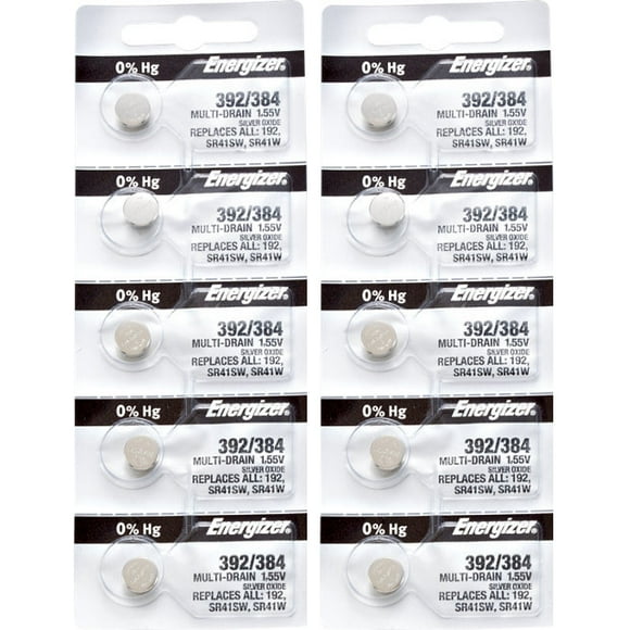 10 x Energizer 392 Watch Batteries, SR41W or 384 Battery