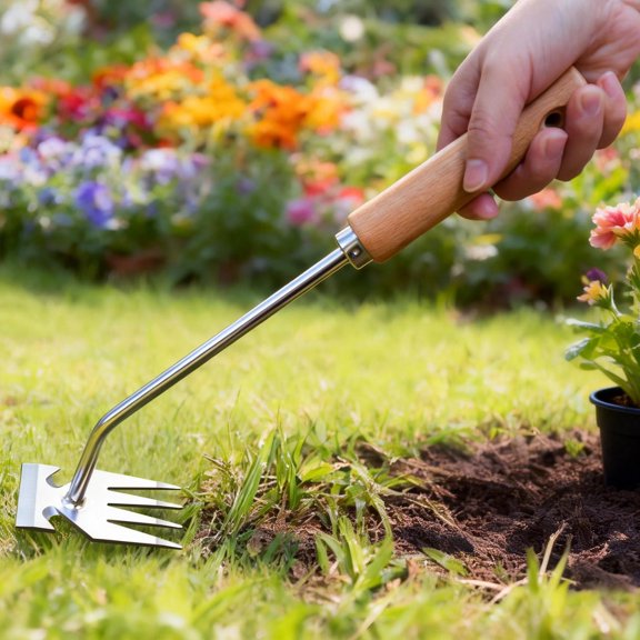 WEAIZYS Weed Puller Tool – Stainless Steel Weeding Tool with Solid Wood Handle, Anti-Detachment Design, Gardening Hand Tool for Backyard Planting Weeding, Dandelion Puller