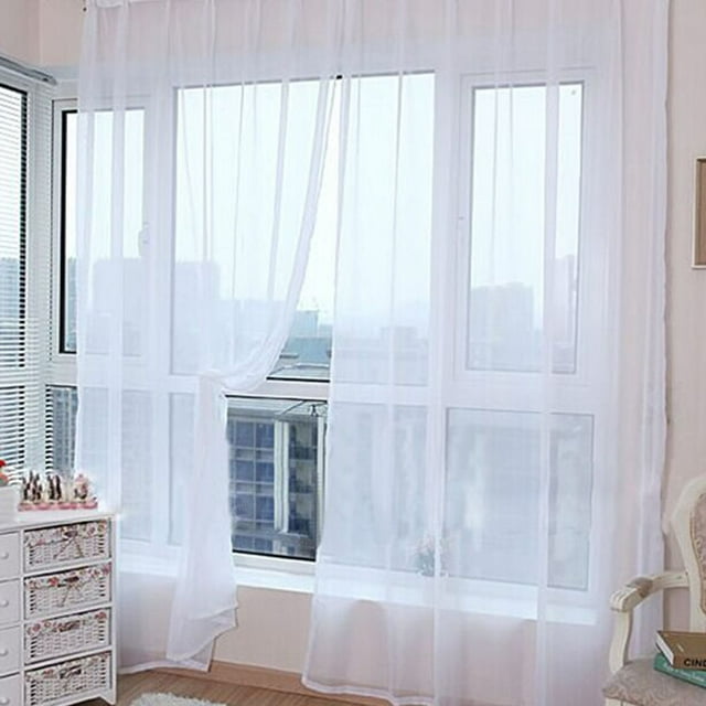 Tratamiento de ventanas, cortina transparente con bolsillo para varilla, cortina para balcón, muy versátil