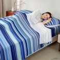 thumbnail image 4 of Castle Fairy Boho Horizontal Stripe Queen Sheets 4 Pieces,Tribal Line Queen Sheet Sets,Sky Navy Cyan,1 Flat Sheet, 1 Fitted Sheet and 2 Pillowcases, 4 of 7