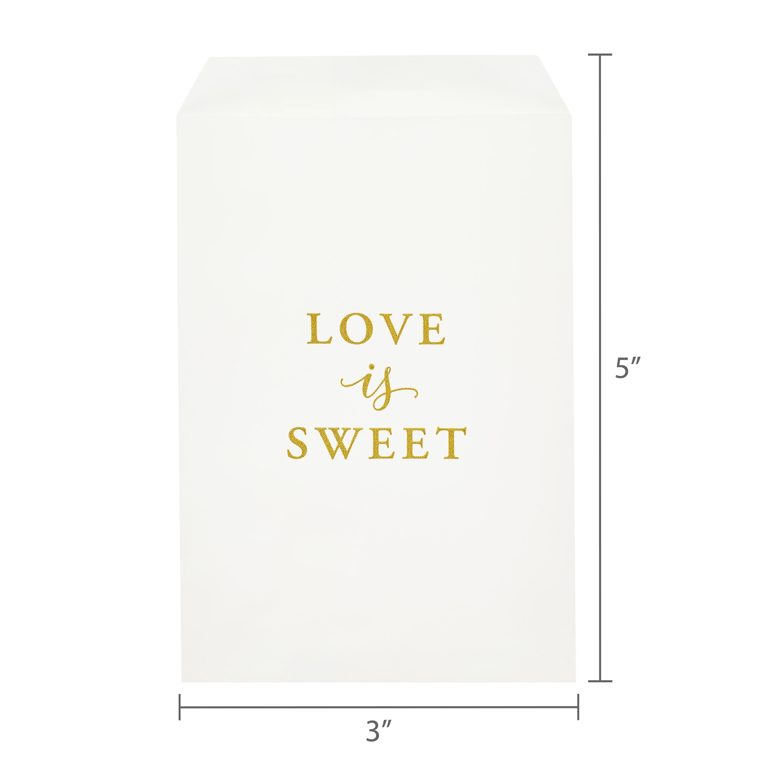 White/Gold Love Is Sweet Wedding Treat Bags, 4" x 6.5", 20 Pieces, by Way To Celebrate