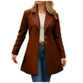 thumbnail image 3 of felwors Wool Coats for Women Fall Winter Trench Coat Peacoat Long Tweed Blazer Jackets Outwear Coffee, L, 3 of 7