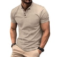 thumbnail image 2 of Summer Mens Casual Button Collar Shirts Short Sleeve Tops Muscle Fitness T-Shirt, 2 of 11