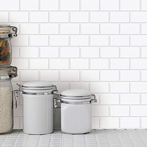Art3d 12" x 12" Peel and Stick Backsplash Tile for Kitchen, White Subway Backsplash Tiles(10 Pcs)