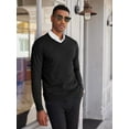 thumbnail image 3 of HAOMEILI Mens V Neck Dress Sweater Long Sleeve Slim Fit Fashion Pullover Sweater, 3 of 7
