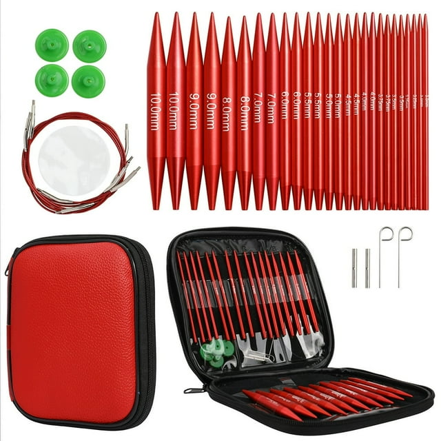 Wool Knitting Tool Ring Needle Set Alumina Removable Handy Ring Needle Combination Kit Crochet Hooks Set Sewing Needle Knitting Needle Set for Knitting Weave Sweater Craft
