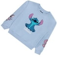 thumbnail image 6 of Disney Lilo & Stitch Girls Sweatshirt -Jumbo Graphic Print, Chenille patch and Embroidery Stitch Pullover Crewneck Sweatshirt- Sizes 4-16 Water Blue, 6 of 6
