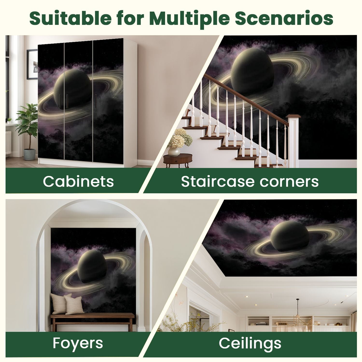 Peel and Stick Wallpaper Planet Saturn clubs plasma clouds outer space It is sixth planet Modern Art Wall Mural Decor Self Adhesive and Removable 100in x 144in