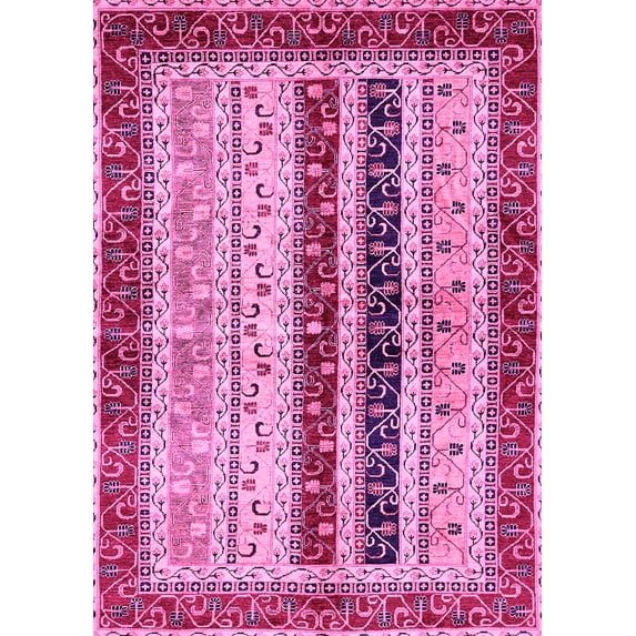 Ahgly Company Indoor Rectangle Abstract Pink Modern Area Rugs, 4' x 6'