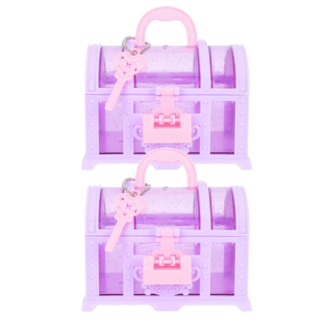 SHISUYAN Girls Treasure Box Toys Plastic Children Jewelry Boxes 2Pcs 3.9x3.9in