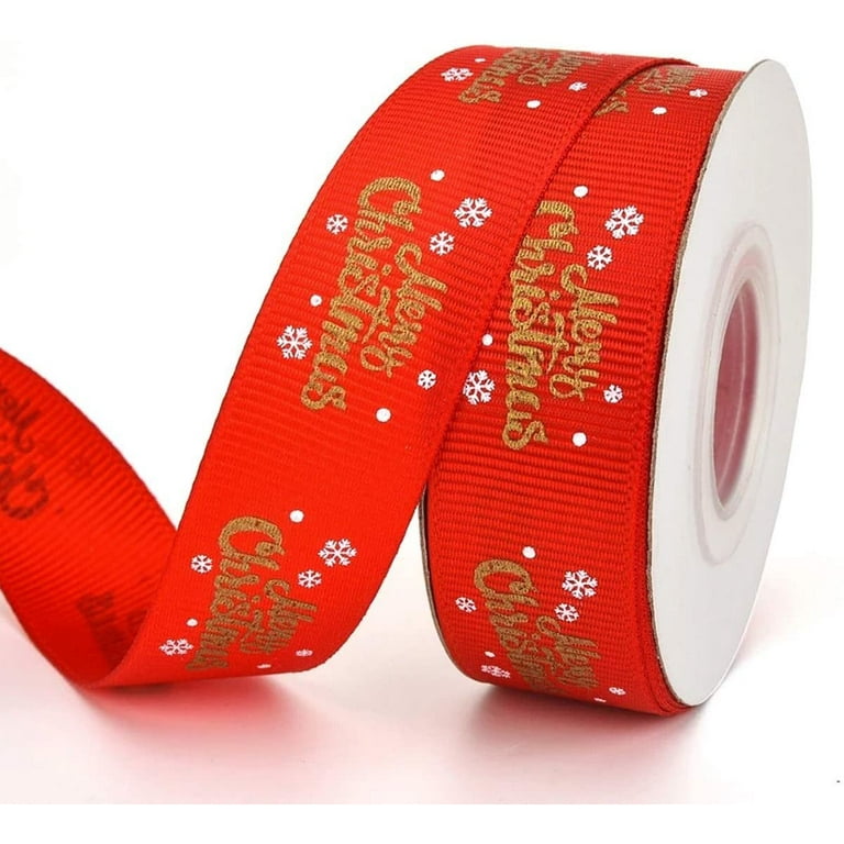 Grosgrain Christmas Wrapping Ribbon, Christmas Trees Snow Decorations  Christmas Theme Packaging Ribbons for Craft Holiday Printed Satin Fabric  Ribbons