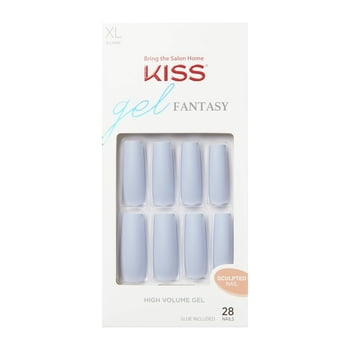 KISS USA KISS Gel Fantasy Collection Sculpted Fake Nails, ‘Attitude’, 28 Count