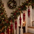 thumbnail image 3 of Wine Red Large Christmas Ornaments 6 Pack 17cm Irregular Flocked Tree Hanging Decor, Holiday Party Supplies, 3 of 6