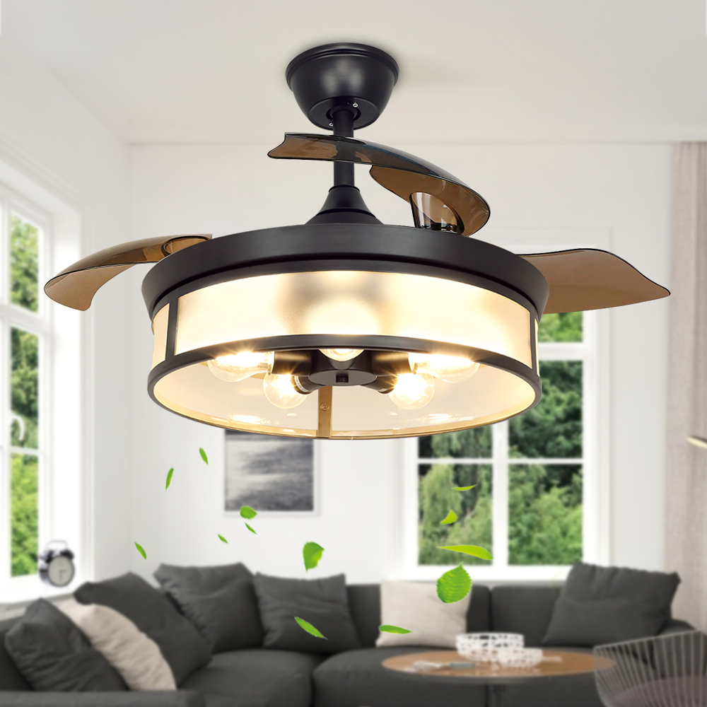 DingLiLighting Industrial Ceiling Fan with Light, 42" Vintage Acrylic