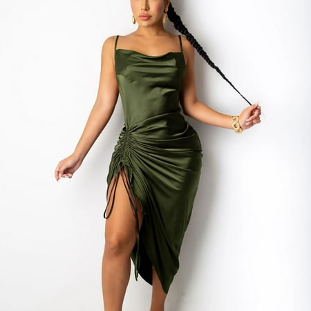 

Podplug Women s Fashion Casual Vest Sleeveless Bra Irregular Bandage Tank Dress