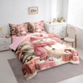 thumbnail image 4 of Manfei Cute Xmas Snowman 7-Piece Bedding Comforter Set,Christmas Gift King Bedding Sets,Pink White Bed Sheets For Girl Kids,Microfiber Bedroom Decor Reversible, 4 of 9