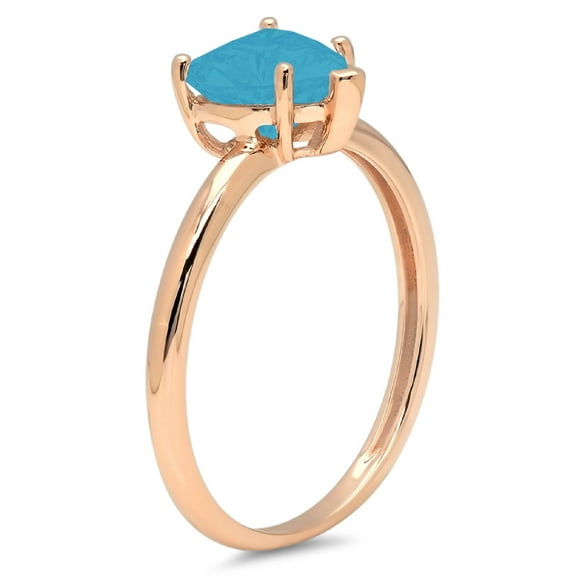 1.25 ct Heart Cut Simulated Turquoise Solitaire Engagement Ring for Women in 14K Rose Gold