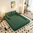 thumbnail image 6 of ZephyPaws 79" Human Dog Bed, Large Foldable Pet Sofa Couch, 3-in-1 Teddy Fabric Foam Sleeper Bed with 4 Pillows for Adults & Pets, Green, 6 of 23