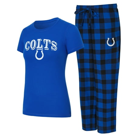 Women's-Concepts Sport Royal/Black Indianapolis Colts Avondale T-Shirt & Pants Flannel PJ Set