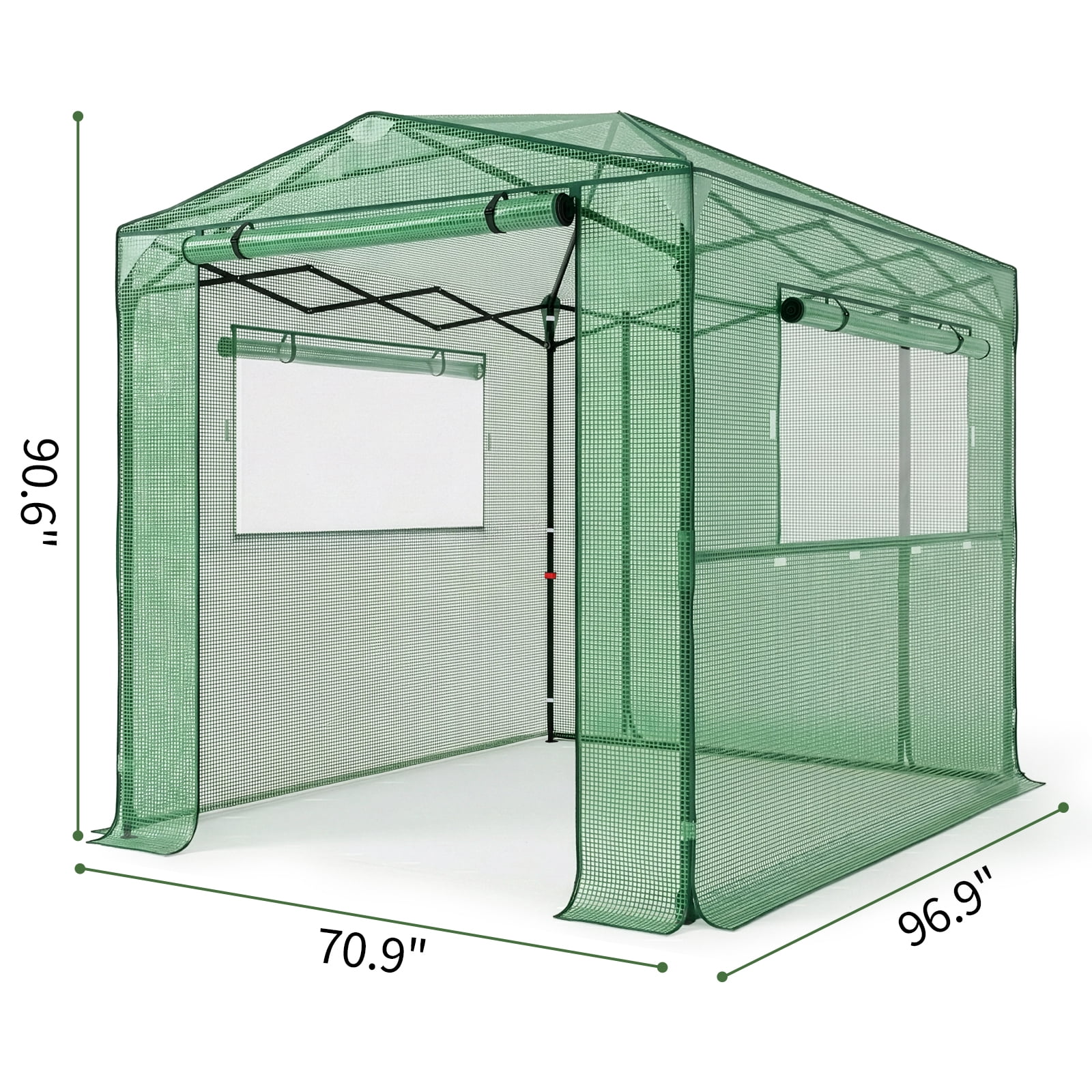 Foldable Greenhouse Shed, 8*6ft Plastic Sprayed Iron Pipe PE Mesh, Green