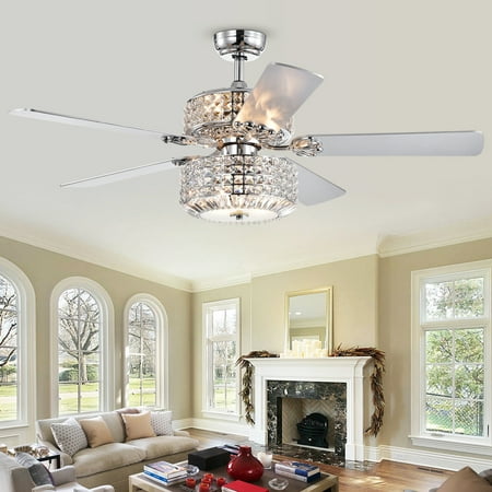 

Autoster Walter Dual Lamp Chrome 52-inch Lighted Ceiling Fan w Crystal Shades - CFL-8372REMO/CHD