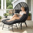 thumbnail image 3 of RADIATA Oversized Patio Egg Chair with Footrest, Dark Gray Rattan Outdoor Lounge Chair with Cushion, 3 of 8