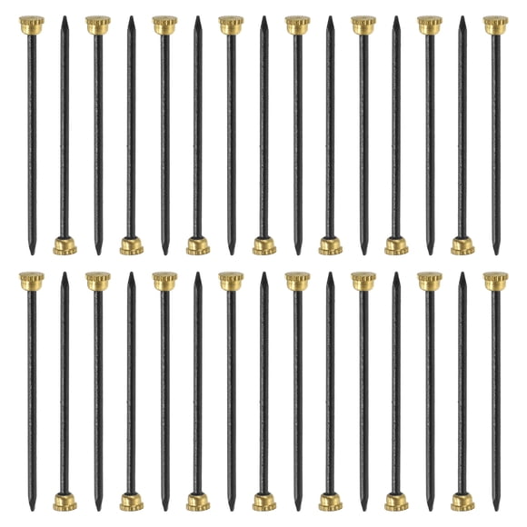 100Pcs Picture Hanging Nails, 1.4 x 38mm Iron Decorative Hangers Reusable Hardware Tool for Hanging Pictures Mirrors Baskets, Gold & Black