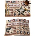 thumbnail image 2 of Country Barn Star Placemats Set of 6, Washable Woven Burlap Cloth Fabric Placemat for Square/Rectangle/Round/Oval Dining Table, Easy Clean Place Mats for Toddlers, Kids Browm Retro Berry 4th of July, 2 of 6