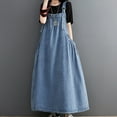thumbnail image 2 of Elainilye Fashion Womens Dresses Casual Denim Dress Leisure Retro Loose Strap Dress Vacation Dresses for Women,Blue, 2 of 8