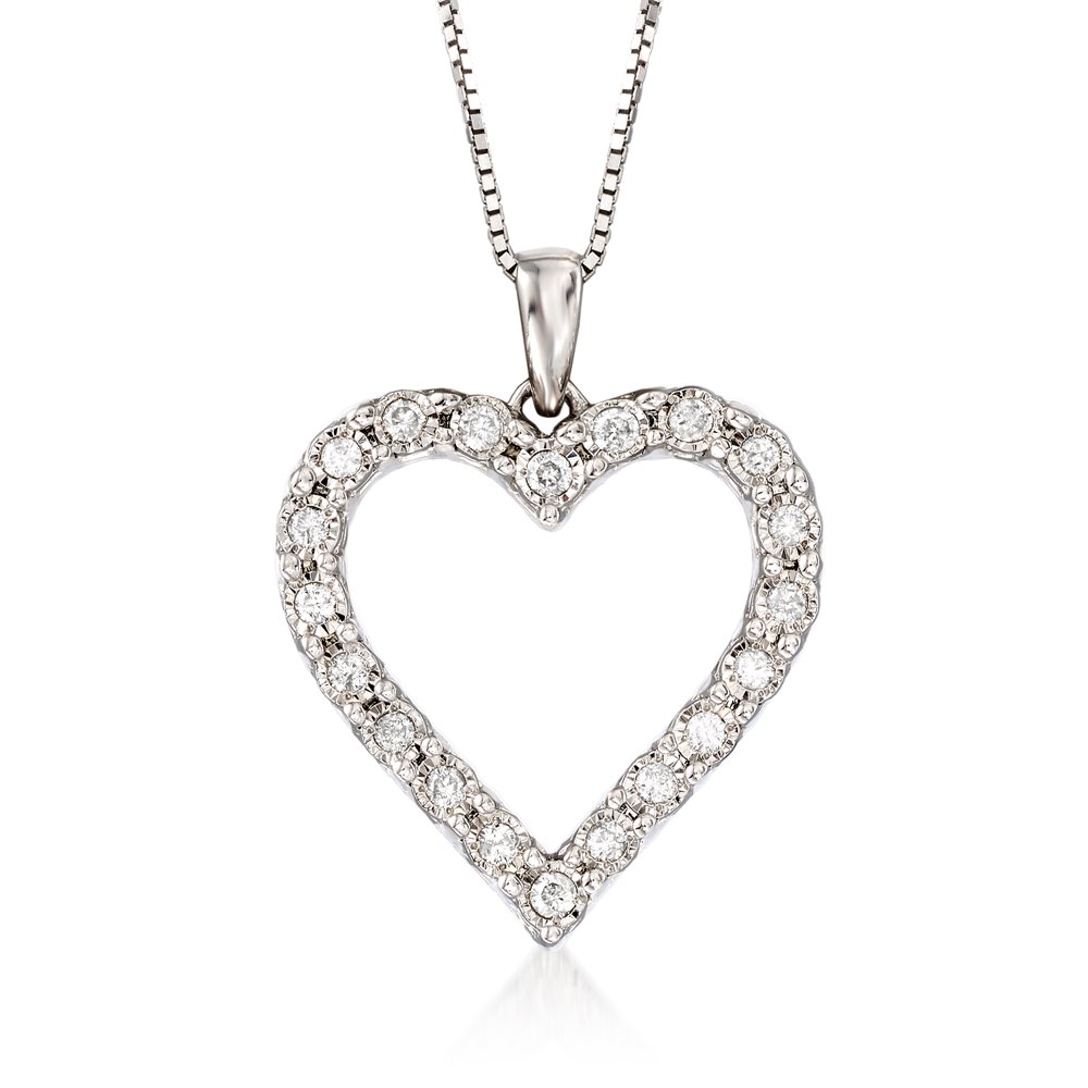 RossSimons RossSimons 0.30 ct. t.w. Diamond Heart Pendant Necklace in Sterling Silver