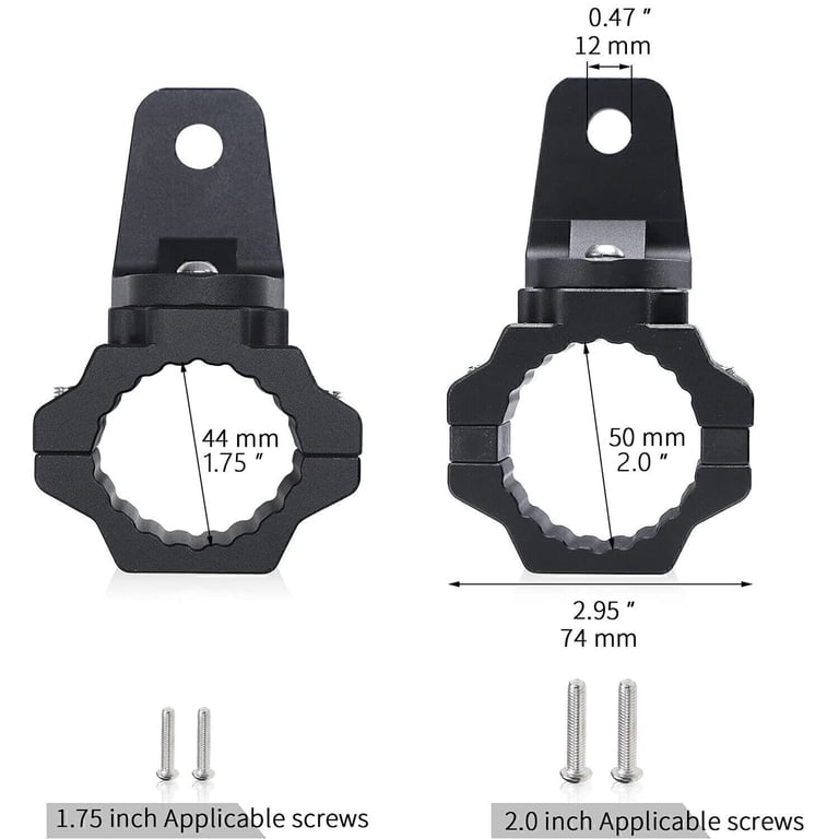 UTV/ATV LED Whip Light Mount Brackets - Pair For 1.75" To 2" Roll Cages, Universal Fit