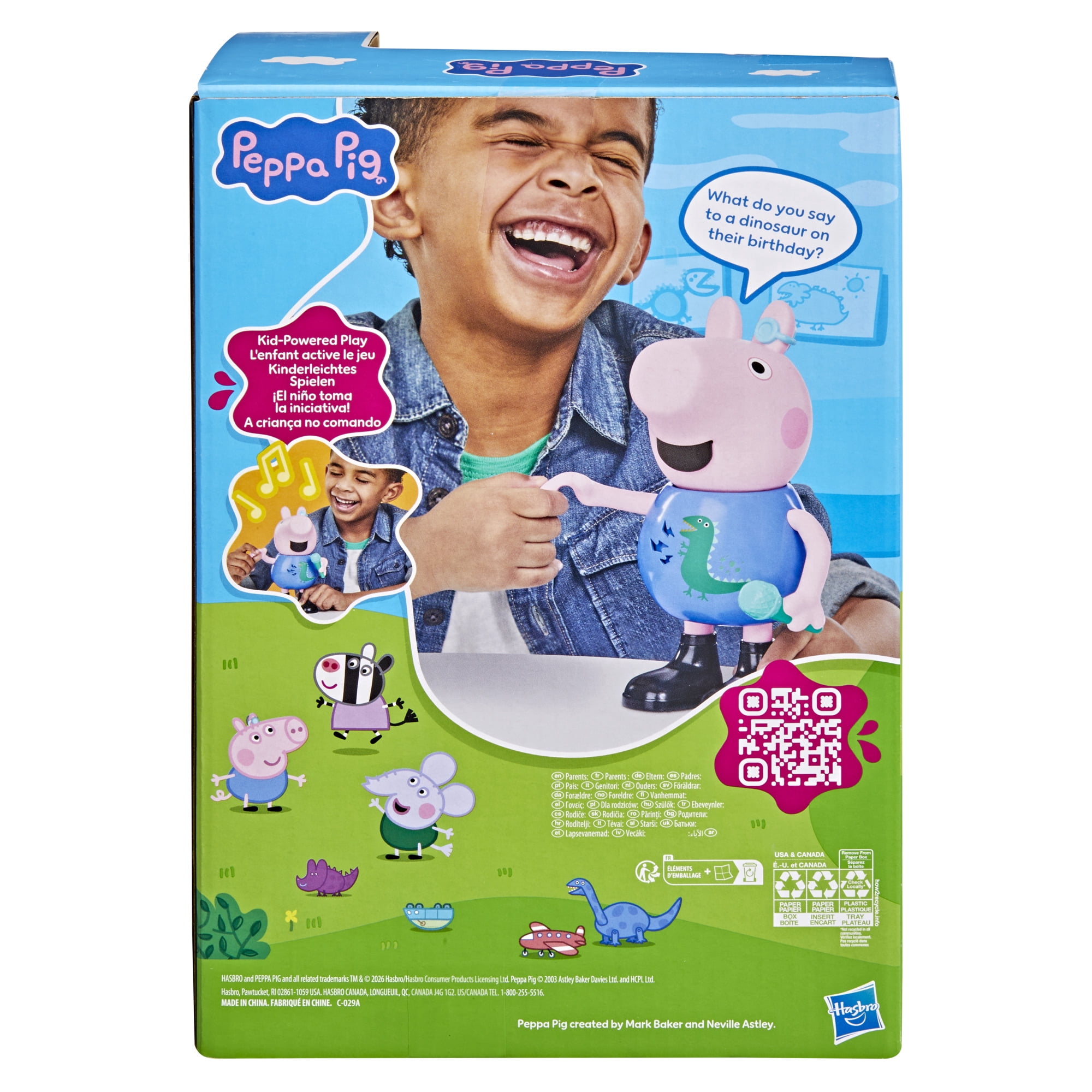Peppa Pig Toys Joke & Sing George Figure, Musical Preschool Toys for Boys and Girls, 3+ - English Version
