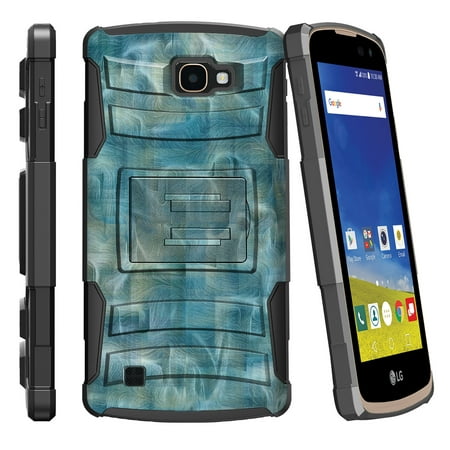 LG K4 L44VL, LG Optimus Zone 3, LG Spree K120, LG Rebel VS425 Miniturtle® Clip Armor Dual Layer Case Rugged Exterior with Built in Kickstand + Holster - Sea of Winding
