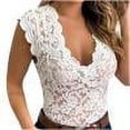 thumbnail image 1 of RKSTN Womens Shirts Plus Size Lace Cutout Stylish Sleeveless Solid Color V Neck Slimming Spring Summer Versatile Unlined Tank Tops, 1 of 5