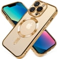 thumbnail image 4 of Phone Case Made for iPhone 12 Pro Max (6.7 Inch) with Camera Lens Protector (Compatible with MagSafe) Anti-Scratch Shockproof Electroplated Slim Phone Cover for Women Men - Gold, 4 of 14