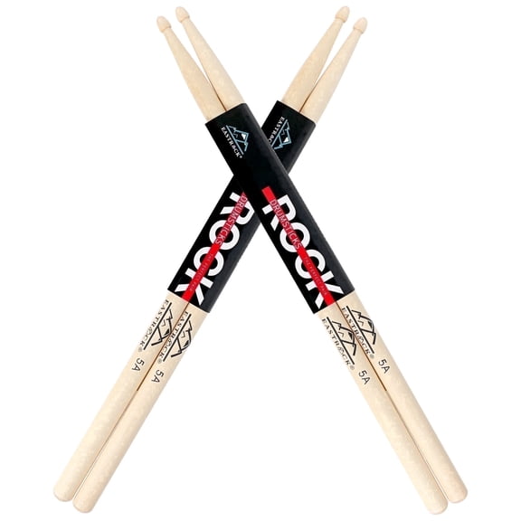 EASTROCK 5A Drumsticks (2 Pair) – Durable Maple Wood, Professional Teardrop Tip, Non-Slip Grip for Drum Set Practice & Performance