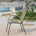 thumbnail image 6 of 9-Piece Outdoor Patio Dining Set, 8 Stackable Textilene Chairs (Weight Capacity 350 lbs) and Metal Steel Table with Umbrella Hole, Black & Grayish-brown, 6 of 13