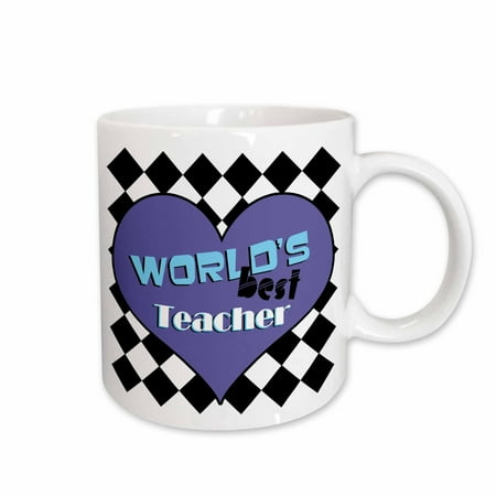 

3dRose Worlds Best Teacher Blue Ceramic Mug 11-ounce