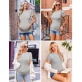 thumbnail image 3 of Ekouaer 3 Pack Maternity Tee Shirts Short Sleeve Crew Neck Pregnancy Tunic Top Blouses Black/Dirty Pink/Light Grey, 3 of 6