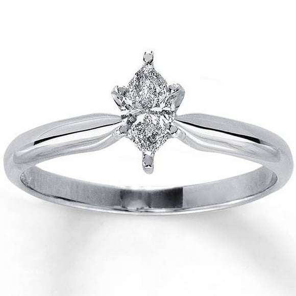 1/4ct Solitaire Marquise Diamond Engagement Ring Solid 14K White Gold