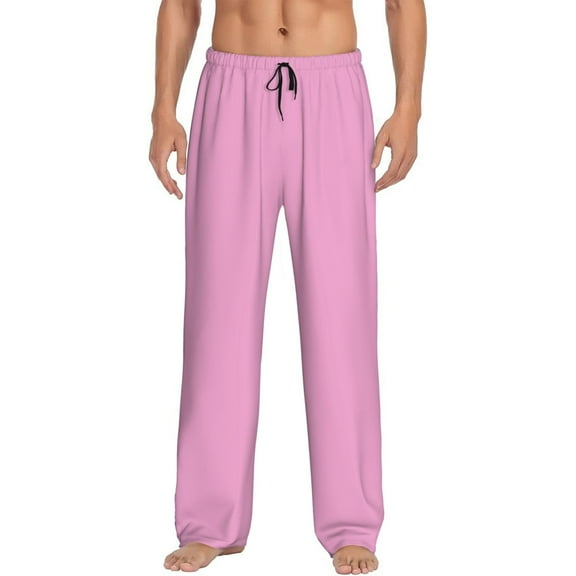 Naloa Pink Pajama Pants Men, PJ Bottoms, Sleep & Lounge Pants-Small