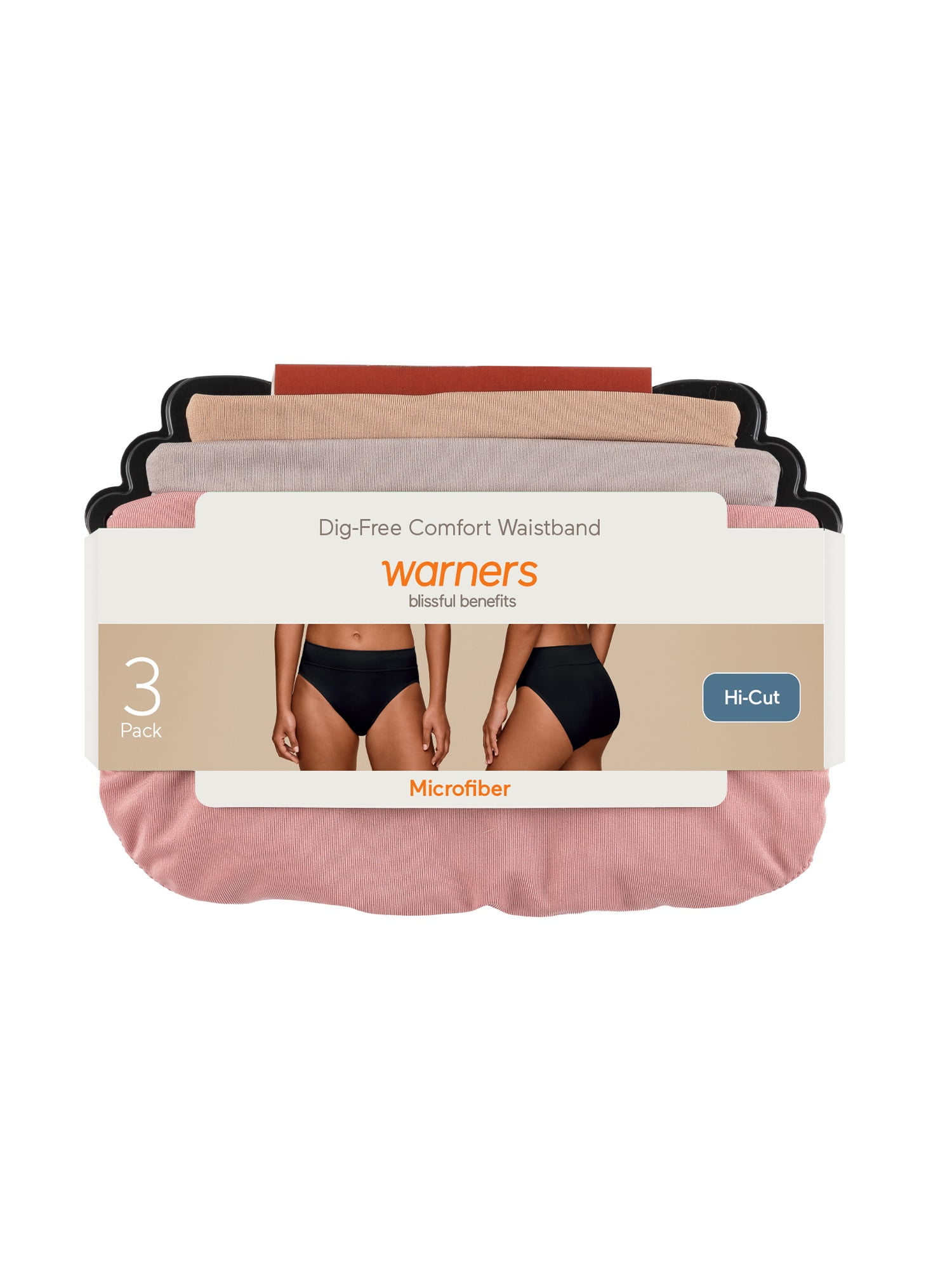 Warners® Blissful Benefits Women's Dig-Free Comfort Waistband Microfiber 3-Pack Hi-Cut